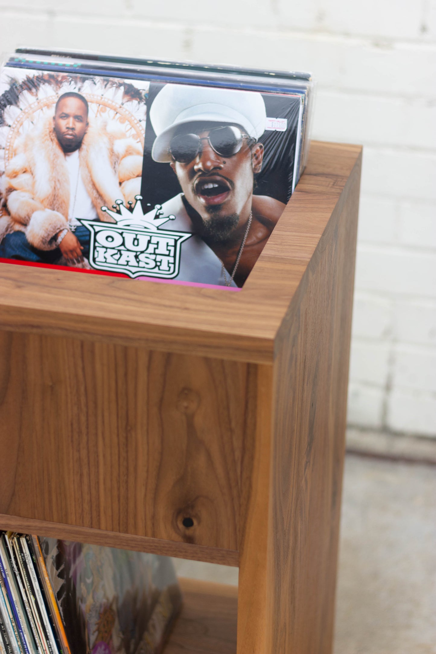 92cm Solid American Oak Record Player Stand W/ Flip Bin