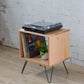 50cm Solid Hardwood Tasmanian Oak Record Player Stand W/ Hairpin Legs
